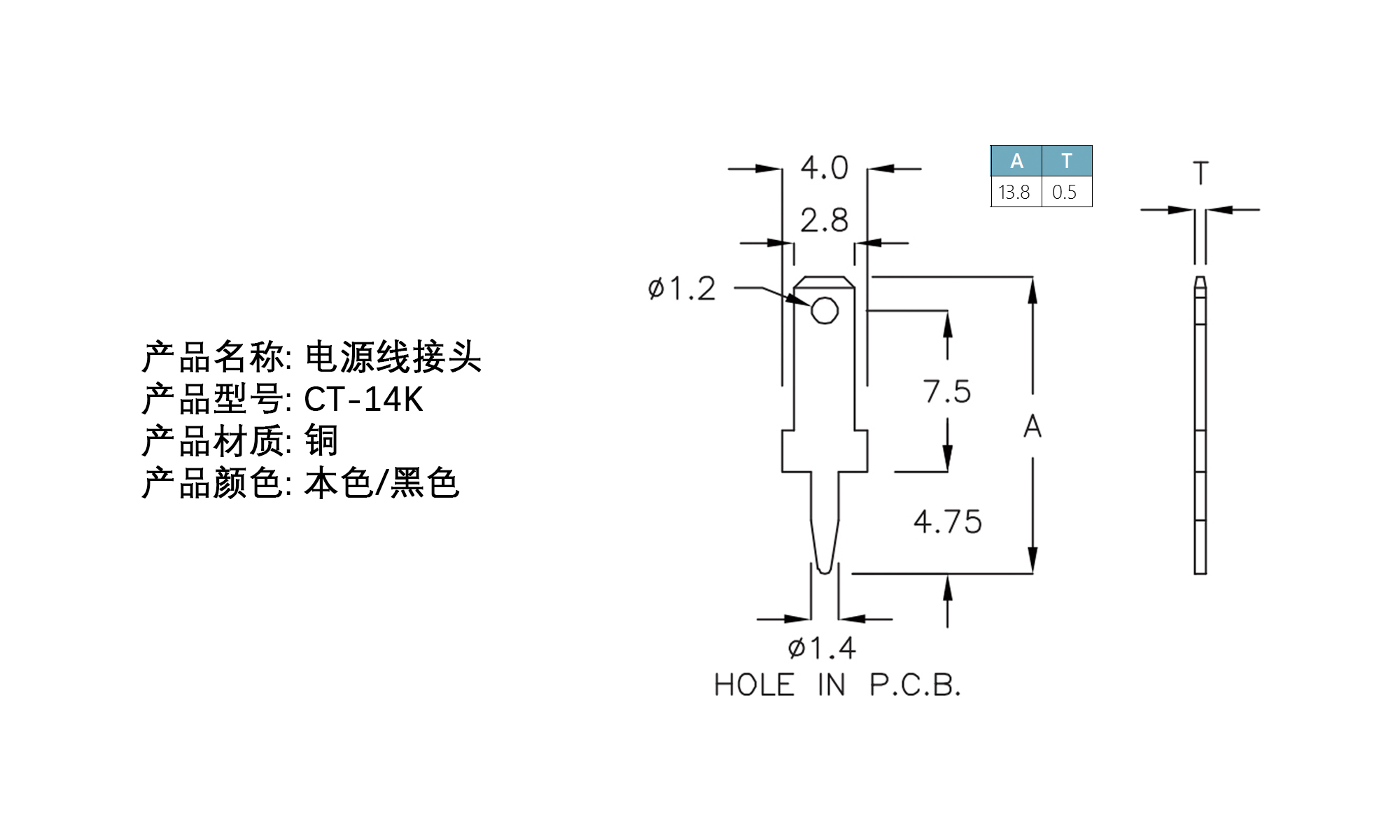 配线器材 电源线接头 CT-14K